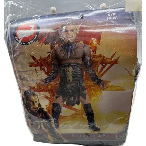 Warcraft Durotan Small 4-6 Black Tan Disguise Muscle Halloween Costume READ NEW - Picture 1 of 4